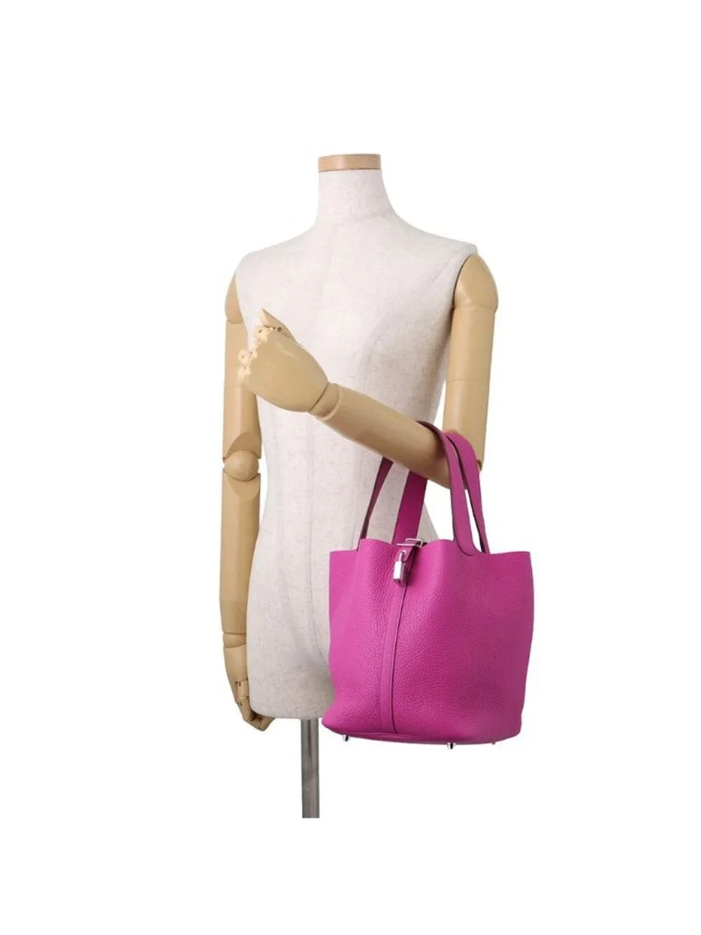 Hermes Handbag Picotin Lock MM Magnolia Silver Taurillon Clemence